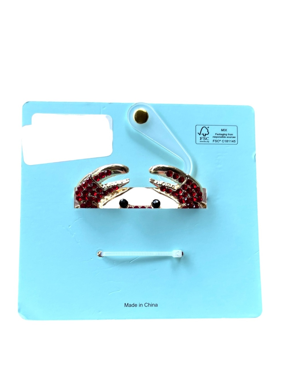 Piper K Large Crab Gold Metal And Red Rhinestone Claw Hair Clip Ocean Creature - Picture 2 of 3